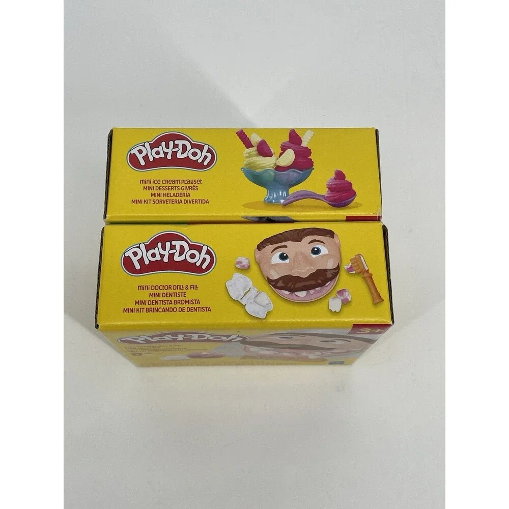 Play Doh Dentist Ice Cream Mini Playset 4 Colors Doctor Drill Lot Of 2 Easter